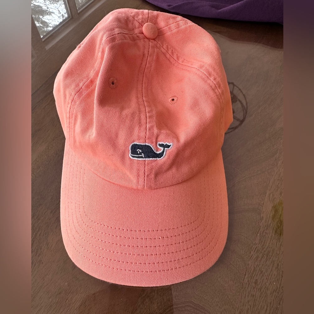 Vineyard Vines light orange hat with whale